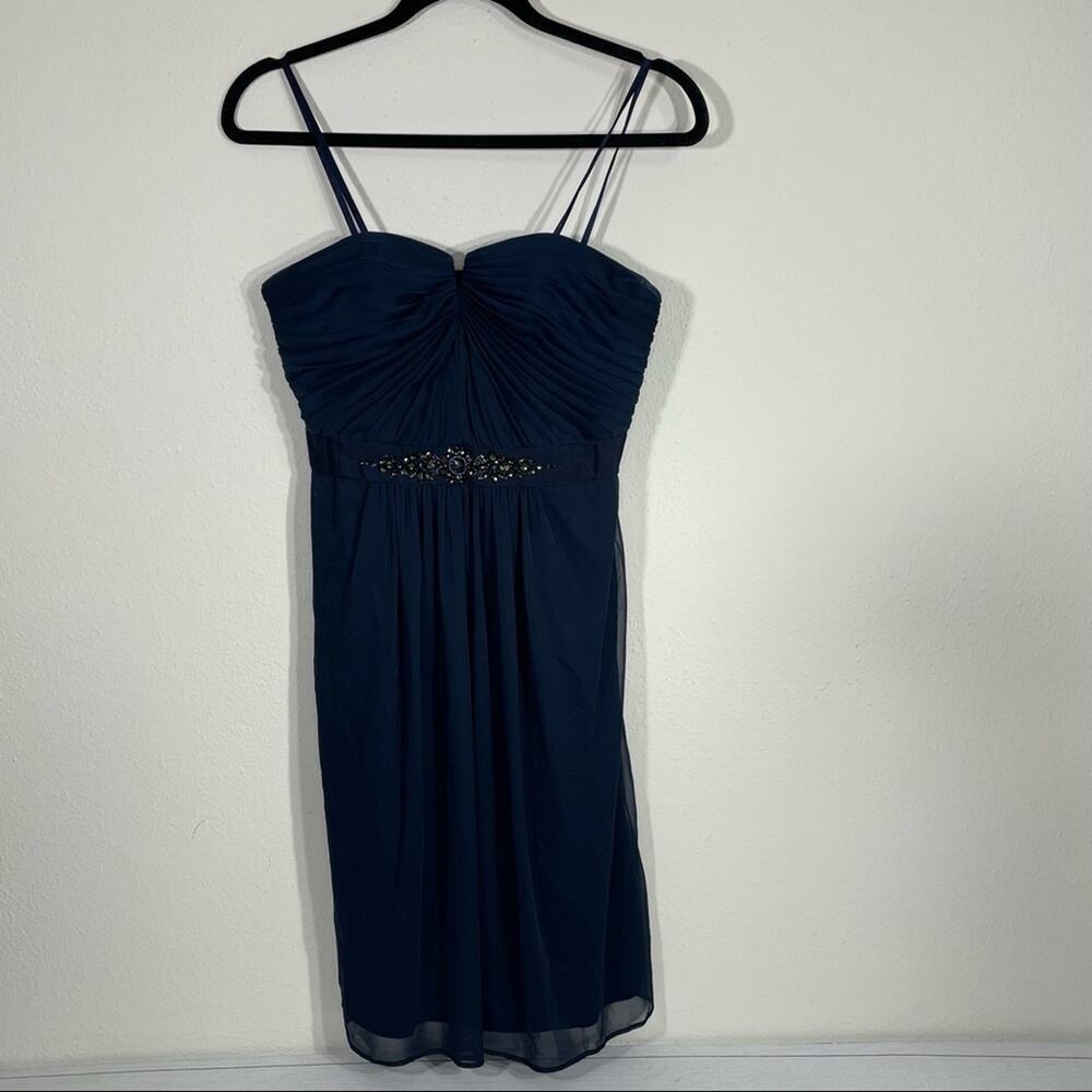 Adrianna Papell Navy Embellished Waist Cocktail Dress Size 6